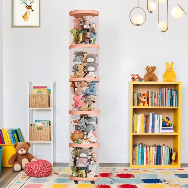 Stuffed Animal Storage Tube, Cute Plush Toys Storage Boxes Bucket Transparent Soft Toy Storage Stand Doll Display Bucket Toy Storage Organizer for Living Room Bedroom - Image 2