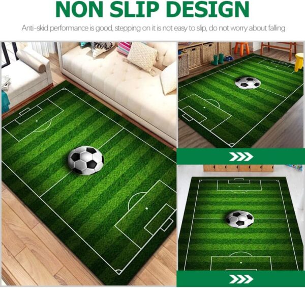 Yardwe Football Field Carpet Soccer Field Kids Play Area Rug Play Mat for Boys Girls Sports Theme Room Home Decor - Image 6