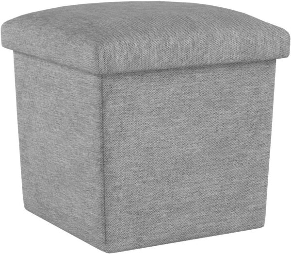 Cosaving Folding Ottoman Stool Storage Ottoman Seat Footstools with Storage Ottoman Storage Cube Storage Box Toy Chest Storage with Lid for Space Saving 30x30x30 cm, Grey… - Image 4