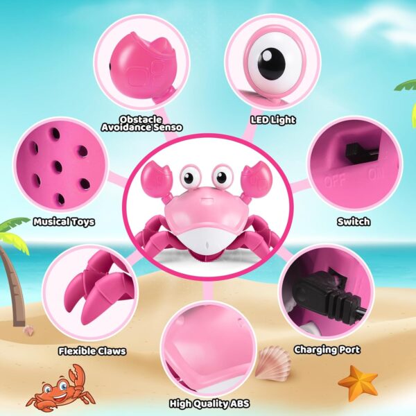 Toyzey Baby toys for 1-3 Year Old Crawling Crab Toy for 0-6 Months Baby Sensory Toys for Baby Age 1-3 Baby Gift 6 Months Plus Dancing CrabToy Baby Age 6-12 Months Tummy Time Toys 0-12 Months Baby Gift - Image 4