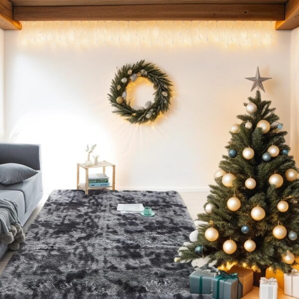 JURLEA Area Rug Modern Fluffy Shaggy Rugs for Living Room, Soft Non-Slip Carpet for Bedrooms, Boys Room, Girls Room, Play Room Modern Home Decor (Black Grey, 120 x 160 cm) - Image 5