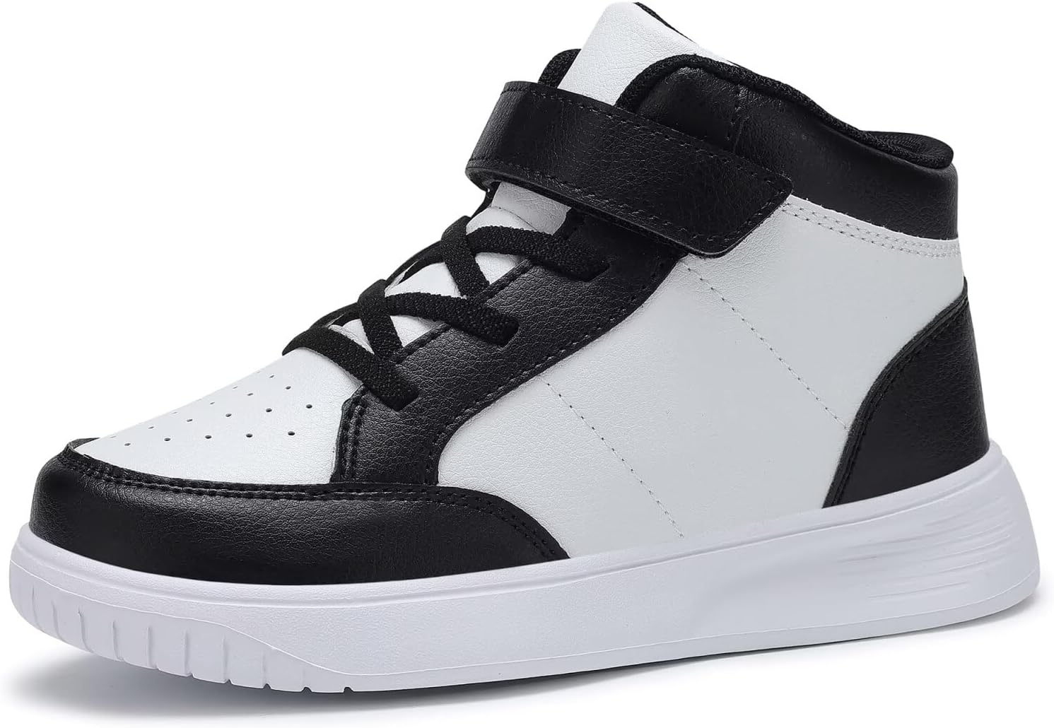 7105TbxWDsL._AC_SL1500_.jpg RTOUNT Kids Trainers Boys High Top School Tennis Sneakers for Girls Running Adjustable Strap Shoes - Image 1