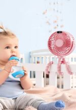 Mini Portable Baby Stroller Fan, 4 Speeds Battery Operated Small Handheld Desk Fan, 4000mAh Battery Operated Rechargeable 360°Flexible Tripod Cooling Fan for Car Seat Crib Treadmill Golf Cart Travel - Image 6