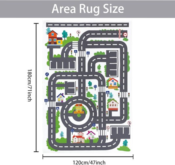 USTIDE Large Soft Kids Rug City Life Road Traffic Playroom Play Mat for Baby Boys Girls Educational Nursery Rug for Children Bedroom Living Room Kids Room 120x180cm - Image 2