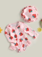 SANSIWU Toddler Baby Girls One Piece Swimsuit Zip Rash Guard Swimwear Ruffled Long Sleeve One Piece Cute Swimming Bathing Suit - Image 2