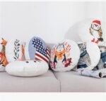 YT-KOKE Cartoon Fox Round Throw Pillow Cover, Linen Round Pillow Case, Cute Animals Printed Decorative Round Cushion Cover for Boys and Girls Nursery (E) - Image 5