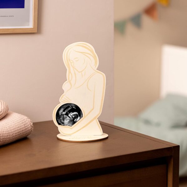 Navaris Pregnancy Scan Photo Frame - Baby Ultrasound Picture Frame - Pregnant Woman Wooden Keepsake Frame - Standing Frame or Hanging Wall Decoration - Image 2