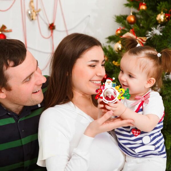 SICOHOME 2023 Baby's First Christmas Frame Ornament 4" Personalized Baby 1st Christmas Photo Frame Ornament Santa Gift My First Christmas Picture Frame Ornament for New Parents Mom Dad Presents - Image 3