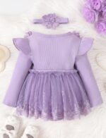 SEAUR A Line Dresses Infant Romper Dress Cotton Baby Girl Summer Dress Long Sleeve Party Dress Baby Girl Cute Dress - Image 2