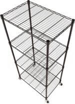 Simple Deluxe 4-Shelf Shelving Unit, Metal storage wire shelf rack with wheels, Height adjustable Storage Organiser For Kitchen, Bathroom,Office or Other Home Spaces,45W x 30Dx 110Hcm,Black - Image 7