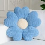 Sioloc Flower Shaped Throw Pillow, Fun Daisy Pillow, 15.7" SkyBlue Flower Pillow Cute Decorative Seat Cushion Aesthetic Flower Plush Pillows for Bed Floor Couch Chair