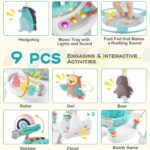 Maxmass Baby Activity Jumperoo, Height Adjustable Toddler Bouncer with 9 Interactive Toys, 360° Rotating Seat, Music, Lights&Sounds, Infant Play Center for 6 Months+, 87x87x94cm (Lake Blue) - Image 2