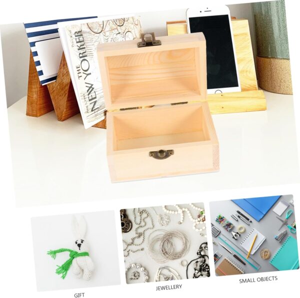 VOSAREA 1pc Pirate Treasure Chest Wooden Box Crate Toys Storage Organizer Storage Organizer for Toy Containers with Lids Chains Alphabet Toys 6x6 Storage Boxes with Lids Arch Kit Bins - Image 7