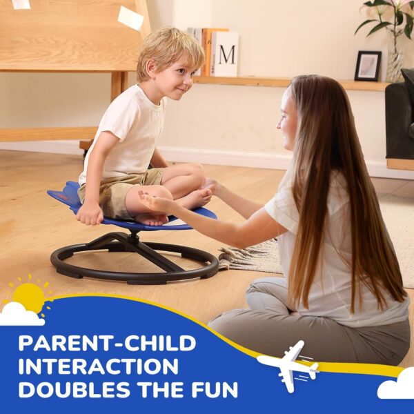 Sensory Chair Sit and Spin Autism Sensory Products Autism Spinning Chair for Kids Swivel Training Body Coordination (Blue) - Image 4