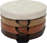 Factory Direct Partners Rustic Kid 15 inch Round Floor Cushions with Handles, Distressed Faux Leather, Flexible Seating for Home, Playroom, Montessori, Daycare, Classroom (4-Piece), 12223-DA