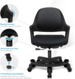Ergonomic Kids Desk Chair with Footrest, Height Adjustable Seat, Comfortable Cushion Study Computer Task Chair, Smooth Rolling Wheels for Student and Children, Piano Black - Image 5