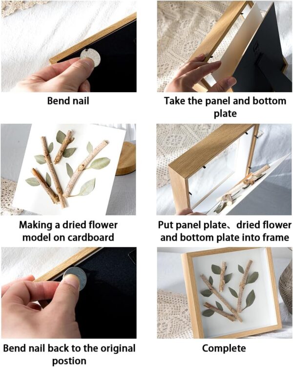 marysgift Shadow Box Frame 15x20 cm Deep Picture Frames 3 cm Inner Depth Wooden Shadow Box for Baby Wedding Favours Photos Flowers Tickets (Wooden,8") - Image 2