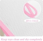 Unaone 2-Pack Bath Toy Storage Set - Hanging Mesh Bathtub Toy Organizer with Letters & Numbers, Pink Bathroom Decor for Kids, Space-Saving Bath Net for Baby, Toddler,& Kids - Image 5