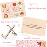 Personalised Name Puzzle-Wooden Puzzles for 1 Year Old-Baby Girl Toys with Animal Elements and Stand-1st Birthday Gifts (For Girls) - Image 6