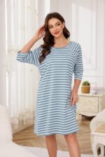 Vlazom Women 3 in 1 Cotton Nursing/Delivery/Labor/Maternity Nightgown Half Sleeve Breastfeeding Sleep Dress Hospital Gown Sleepwear with Buttons - Image 5