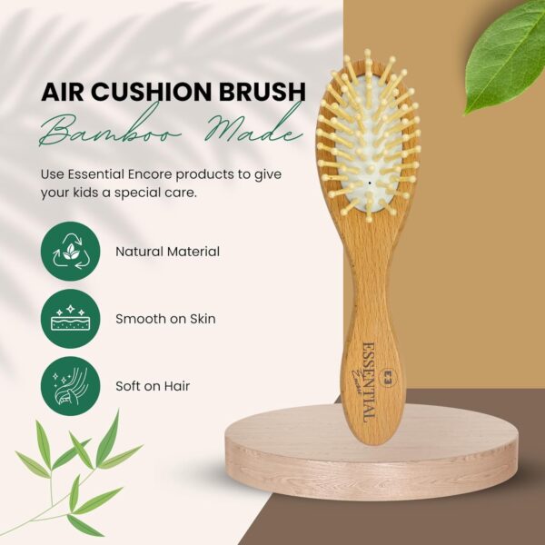 Essentials Encore Bamboo Baby Air Cushion Brush for Massage - Soft Bristle Hairbrush for Newborn and Infant - Gentle Scalp Stimulation - Baby Brush and Comb Set Newborn - Baby Hair Brush and Comb Set - Image 2