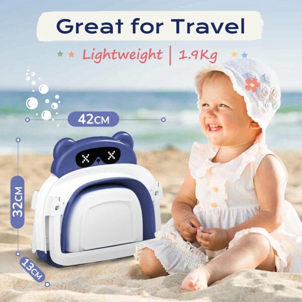 COOSEYA Baby Bath Tub Foldable, Baby Bathtub Collapsible Essentials for Newborn with Soft Cushion (0-18Months), Baby Shower for Infant to Toddler Gift Portable Space-Saving Travel, Navy Blue - Image 2