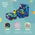 Ready Steady Bed Kids Bean Bag Chair With Footstool | Child Play Safe Soft Seat Playroom Sofa | Ergonomically Designed Toddler Armchair | Comfy Children Furniture (Dino Dark) - Image 5