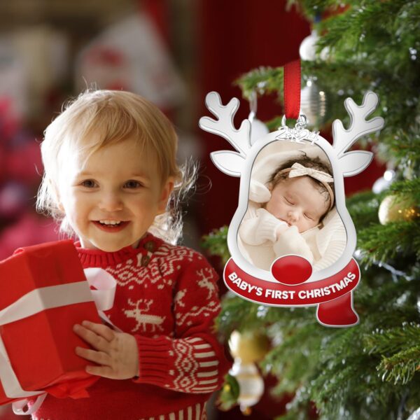 Babys First Christmas Ornament 2024 Girl - Baby First Christmas Ornament 2024 - Baby First Christmas Picture Frame Ornament, Personalized Baby Ornaments for Christmas Tree, Newborn Girl Boy Gift - Image 2