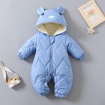 Baby Bear Suit Newborn Winter Coat Warm Hooded Jumpsuit for Boys Girls 2 3 Month Baby Boy Baby Boy Thermal Jumpsuit Footless Pajamas Baby Boy Snap - Image 3