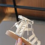 Girls' High Top Sandals Summer 𝐆ladiator Girls' Sandals Open Toe 𝐂𝗿oss Lace Shoes Zipper Casual Flat Sandals With Strap Sandals Retro Sandals Casual Sandals - Image 7