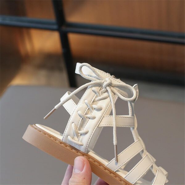 Girls' High Top Sandals Summer 𝐆ladiator Girls' Sandals Open Toe 𝐂𝗿oss Lace Shoes Zipper Casual Flat Sandals With Strap Sandals Retro Sandals Casual Sandals - Image 7