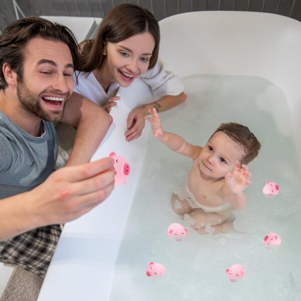 Falafoty 20PCS Rubber Pig Bath Toys, Squeaky Mini Pig Toys Bathtub Toys Float Squeak Toys for Baby Shower Beach Pool, Pet Interactive Swimming Toy Gift for Baby Girls Bathtime Play Water - Image 4