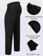 Happy Cherry Maternity Trousers Over Bump Pregnancy Pants Womens Casual Palazzo Lounge Trousers with Pockets Maternity Straight Long Pants S-XXL - Image 3