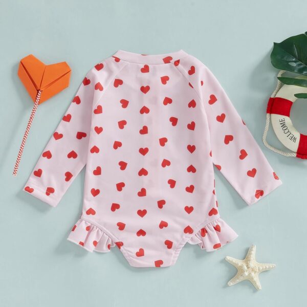 MAHUAOYIXI Toddler Baby Girl One Piece Swimsuit Long Sleeve Swim Rash Guard Ruffles Bathing Suit Floral Print Zip Up Sunsuits Swim Romper Jumpsuit Swimwear Beachwear - Image 3