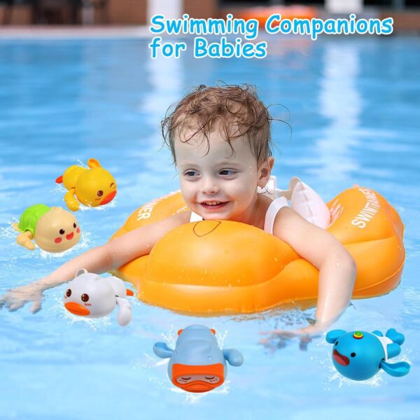 BelleStyle Baby Bath Toys, 5 Pcs Wind Up Bath Tub Toys for Kids 1 2 3 4 Years Old, Paddling Pool Toys Floating Swimming Duck Turtle Whale Clockwork Water Toys for Toddlers Boys Girls Baby Bath Time - Image 4