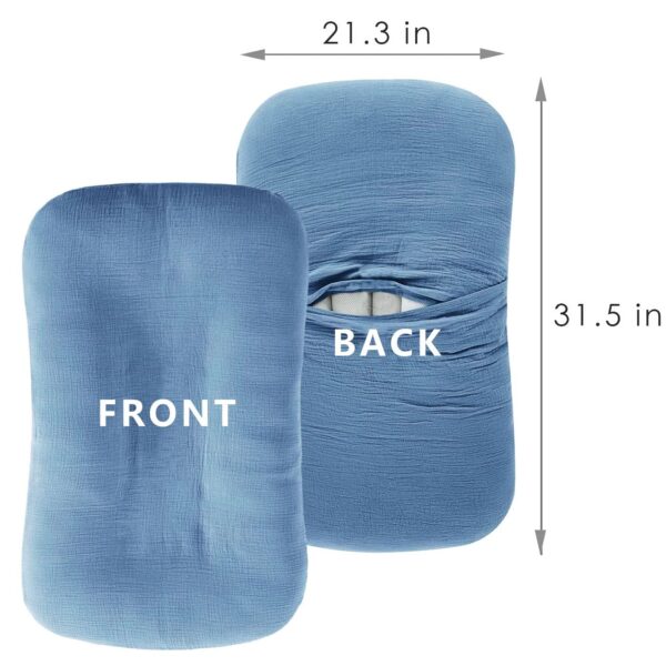 Muslin Baby Lounger Cover 4 Pcs, Soft Cotton Slipcover for Infant Padded Lounger Comfortable Lounger Pillow Case Newborn Floor Seat Cover for Babies Boys Girls (White/Gray/Blue/Ginger) - Image 3