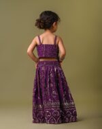 Futra Gabha Magenta thread embroidered sleeveless choli with lehenga & net dupatta - Image 8