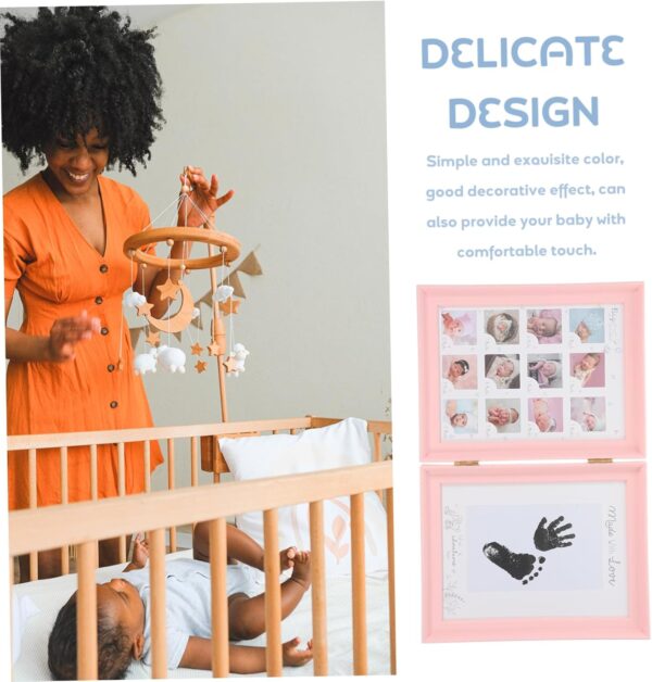 Vaguelly Newborn Milestone Photo Frame Handprint and Footprint Keepsake Picture Holder Double Fold Growth Display for Days Full Moon and First Year Memories - Image 9