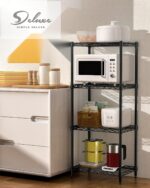 Simple Deluxe 4-Shelf Shelving Unit, Metal storage wire shelf rack with wheels, Height adjustable Storage Organiser For Kitchen, Bathroom,Office or Other Home Spaces,45W x 30Dx 110Hcm,Black - Image 3
