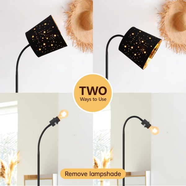 LED Floor Lamp, Standing Lamp for Living Room with Linen Lamp Shade,Adjustable Gooseneck Modern Reading Light,Floor Lamps for Bedroom,Office,Farmhouse,6W LED Bulb Included - Image 5