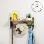 VITVITI Coat Rack Wall Mount with Shelf,Wood Entryway Coat Hanger with 5 Metal Hooks,Farmhouse Hat Coat Rack for Wall Living Room/Bathroom/Kitchen,Rustic Brwon - Image 2