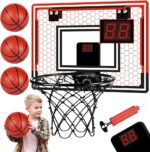 OSDUE Mini Basketball Hoop, Basketball Hoop for Kids, Indoor Basketball Hoop Toys with Net, 3 Balls, Air Pump, Electronic Scoreboard, for Door Bedroom Outdoor Mini Hoop Games Sport Toys Gifts-B
