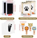 Nabance Baby Hand and Footprint Kit Inkless Hand Print & Footprint Kit with 2 Jungle Animals Pattern Photo Frame 2 Large Ink Pad 4 Cute Clips 4 Imprint Cards Mess Free Ink Pad Family Keepsake - Image 3