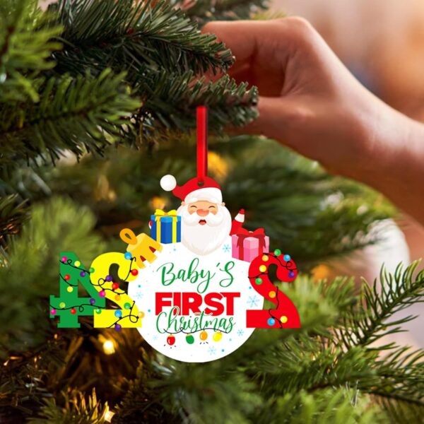 SICOHOME 2023 Baby's First Christmas Frame Ornament 4" Personalized Baby 1st Christmas Photo Frame Ornament Santa Gift My First Christmas Picture Frame Ornament for New Parents Mom Dad Presents - Image 8