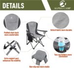 ALPHA CAMP Oversized Camping Folding Portable Chair Heavy Duty Steel Frame Support 160kg Arm Chair with Cup Holder Quad Lumbar Back Chair for Outdoor/Indoor_Gray-Black - Image 3