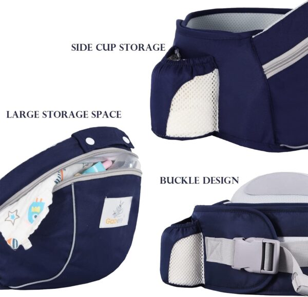 Treer Baby Carrier with Hip Seat for Newborn to Toddler, Adjustable Size for Men and Women, Suit Front and Back, Ergonomic Design 360° Safety Protect, Lightweight Breathable (Gray) - Image 2