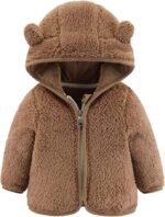 Newborn Infant Baby Boys Girls Cartoon Fleece Hooded Jacket Coat with Ears Warm Todder Kids Outwear Coat Zipper Up 0-6Y