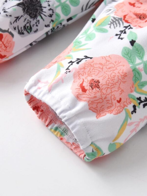 Zoputey Baby Girl Clothes Long Sleeve Tops Solid Colour + Floral Pants Outfit Set - Image 7