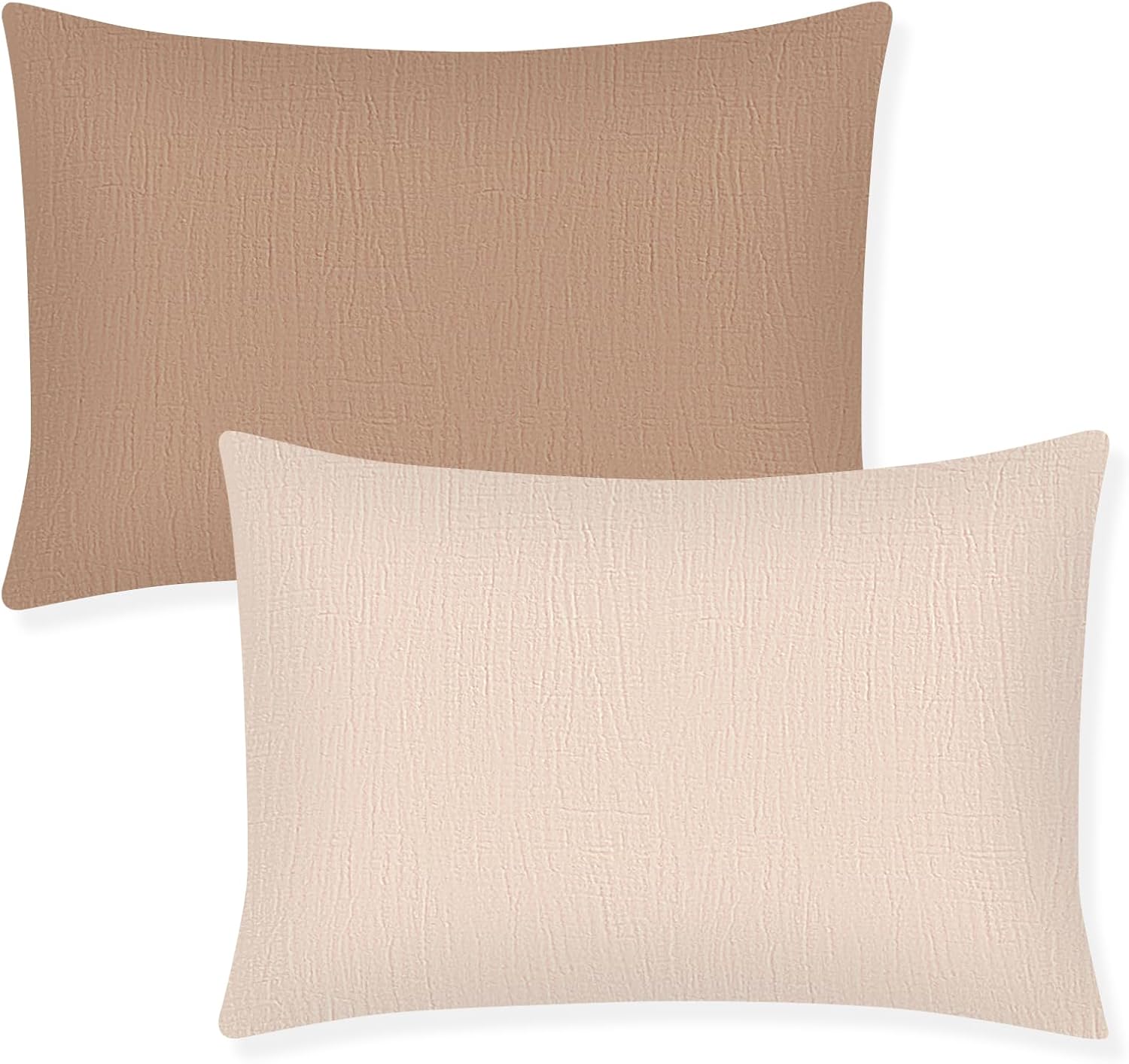 713dRNobb5L._AC_SL1500_.jpg Winmany Toddler Cotton Muslin Pillowcases Baby Girl Boy Pillow Case Travel Cushion Pillow Covers with Envelope Design Cot Bed Accessories Fit for 13"x18" 14" x 19" 12"x16" Pillow (Brown+Khaki) - Image 1