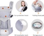 SONARIN Premium Breathable Baby Carrier with Storage Bag,Sunscreen Hood,Ergonomic,for Newborn to Toddler(0-48 Months),Head Support,Maximum Load 20kg,Front Facing Baby Carrier(Grey) - Image 3